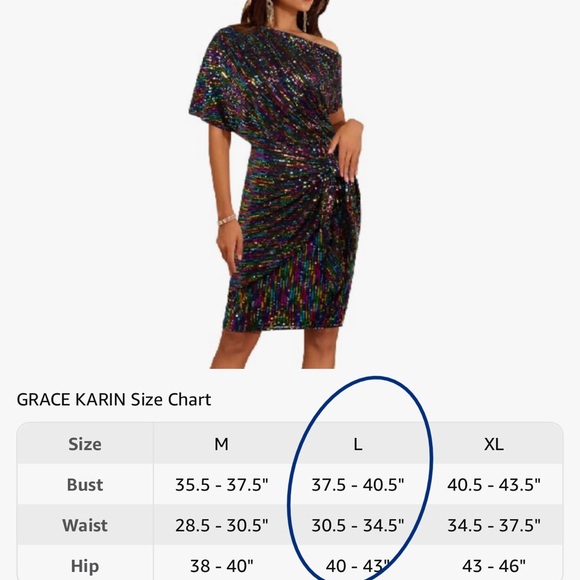Large Grace Karin Multi-color Sparkle wrap midi dress - Picture 5 of 5